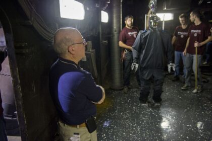 humanoid robot being tested in a laboratory