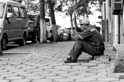A teenager using a smartphone